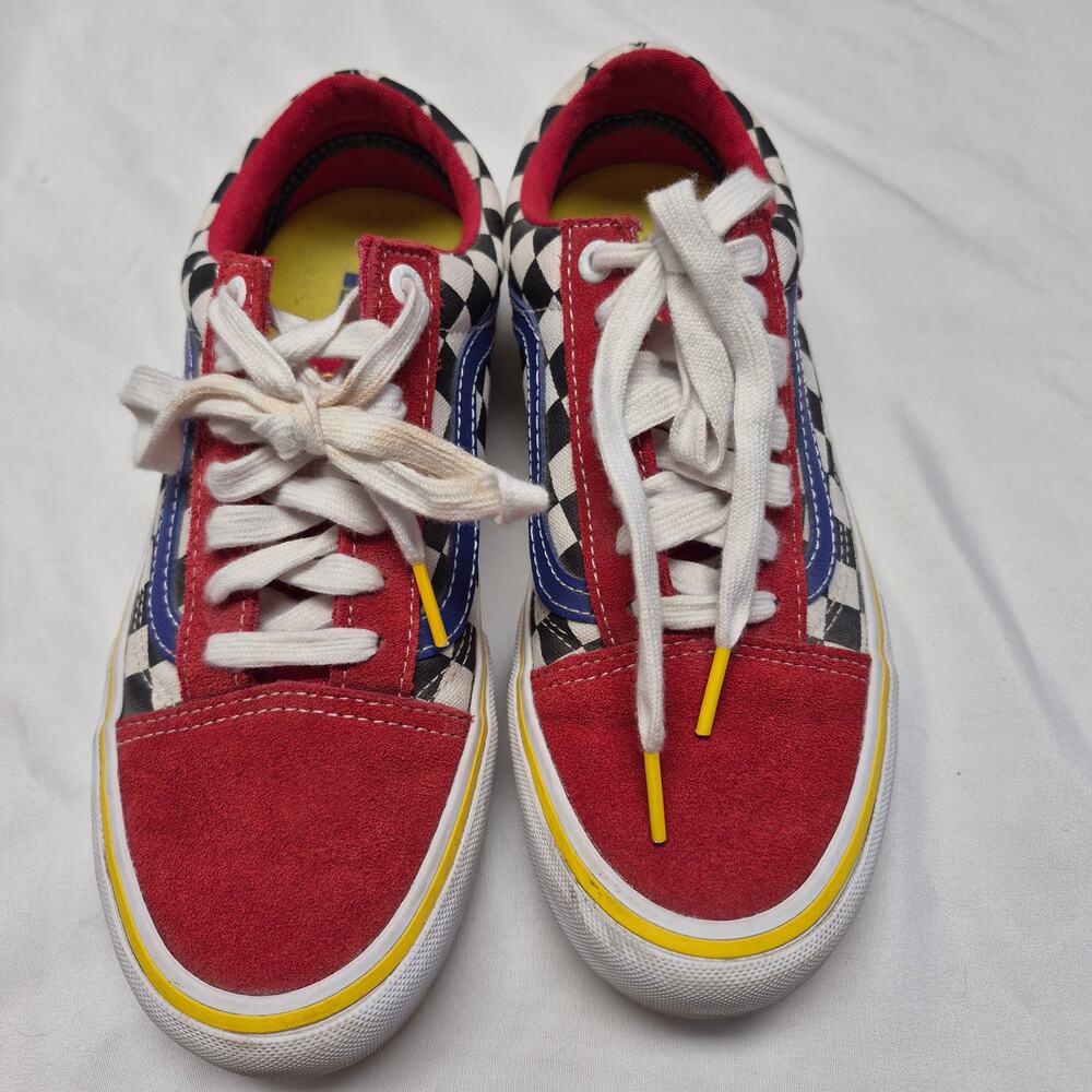 Vans Old Skool OTW Rally Pro Men’s 6 Checkerboard Red Blue Yellow Skate Shoes